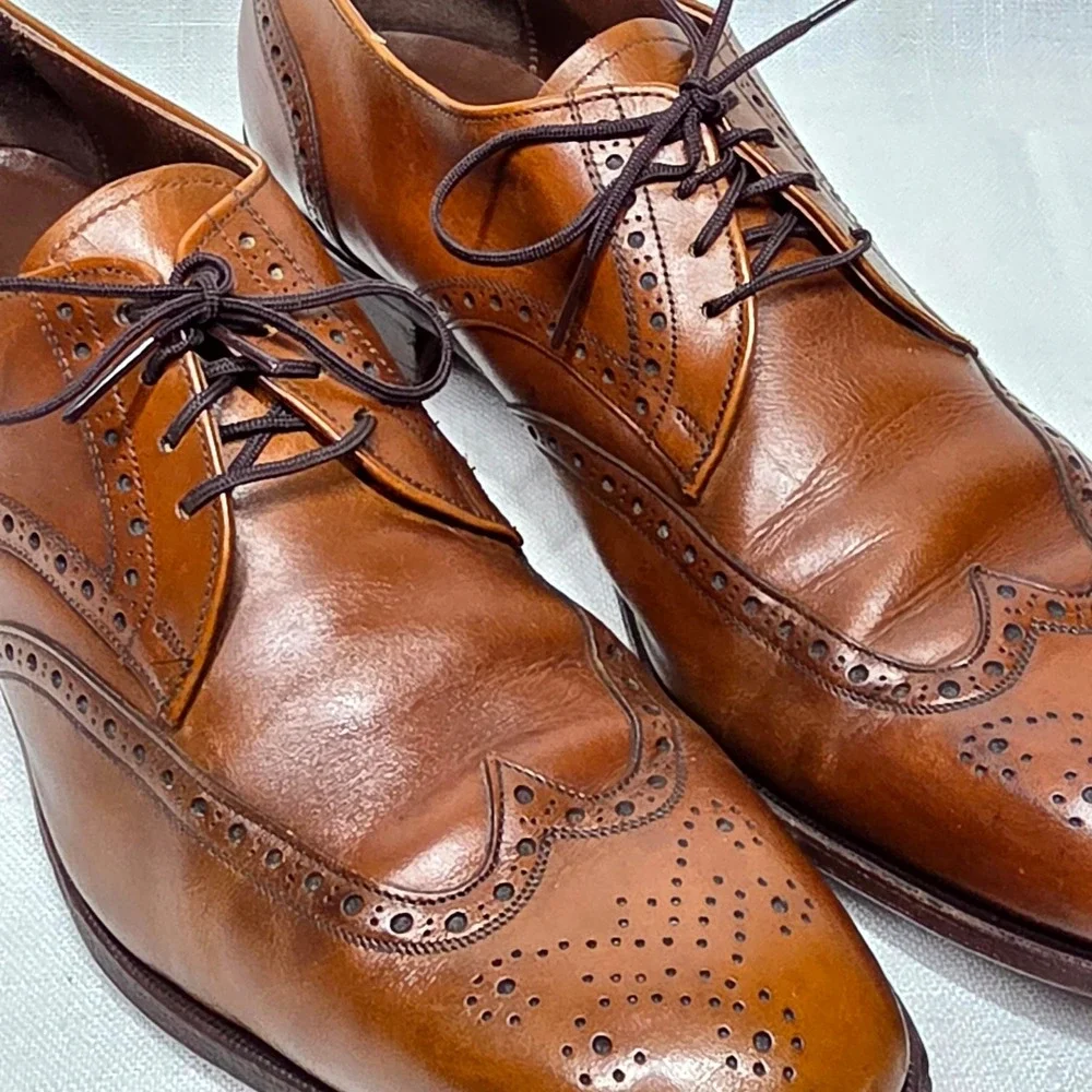 Bostonian Wingtip Oxford Mens 12 Brown‎ Leather Brogue Dress Shoes Lace Classic